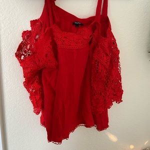 Red lace blouse